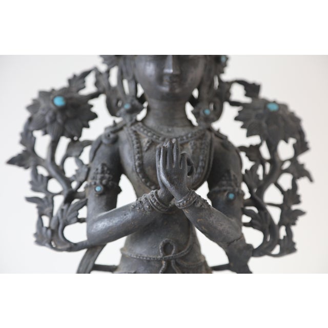 Antique 19th Century Bronze Tibetan Bodhisattva Signed For Sale - Image 13 of 15