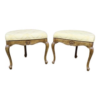 Louis XV Style Carved Fruitwood Stools - a Pair For Sale