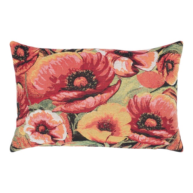 Summer Poppies Cushion With Feather Filler - 33x60cm (13”x24”) For Sale