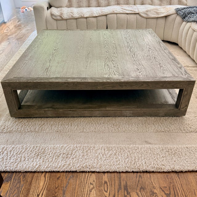 Restoration Hardware Oversized Minimalist Gray Oak Coffee Table For Sale In Washington DC - Image 6 of 7