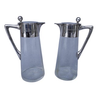 800 Silver Wine Decanters by Wilhelm Binder, 1890s, Set of 2 For Sale