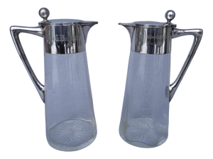 800 Silver Wine Decanters by Wilhelm Binder, 1890s, Set of 2