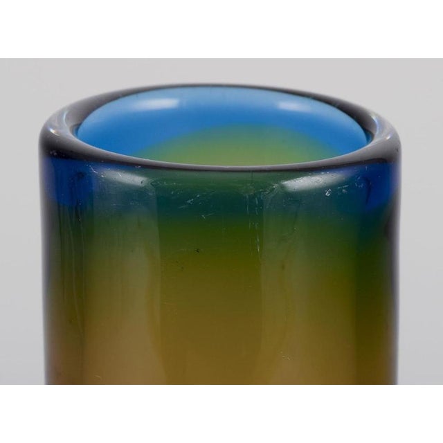 Scandinavian Cylindrical Art Glass Vase with Glass Bubble, 1960s For Sale - Image 3 of 7