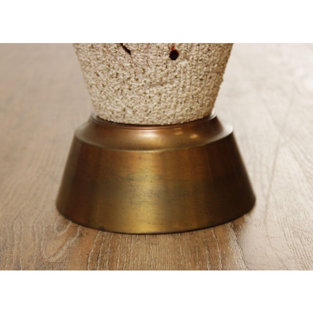 Mid Century Modern Textured Glazed Tall Terracotta Table Lamp For Sale - Image 10 of 12