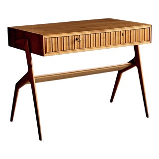 Italian Cherry Wood Lady Writing Desk with Floating Top, 1940s For Sale