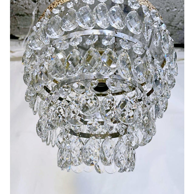 Metal Mid 20th Century Italian Brass Upside Down Layered Cake Pendant For Sale - Image 7 of 8