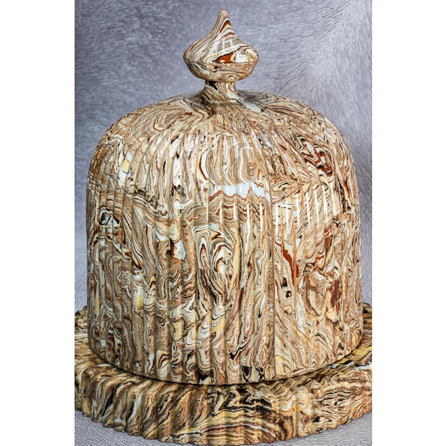 This exceptional 19th-century Victorian Copeland & Garrett agateware cheese dish with its original domed lid is a rare and...