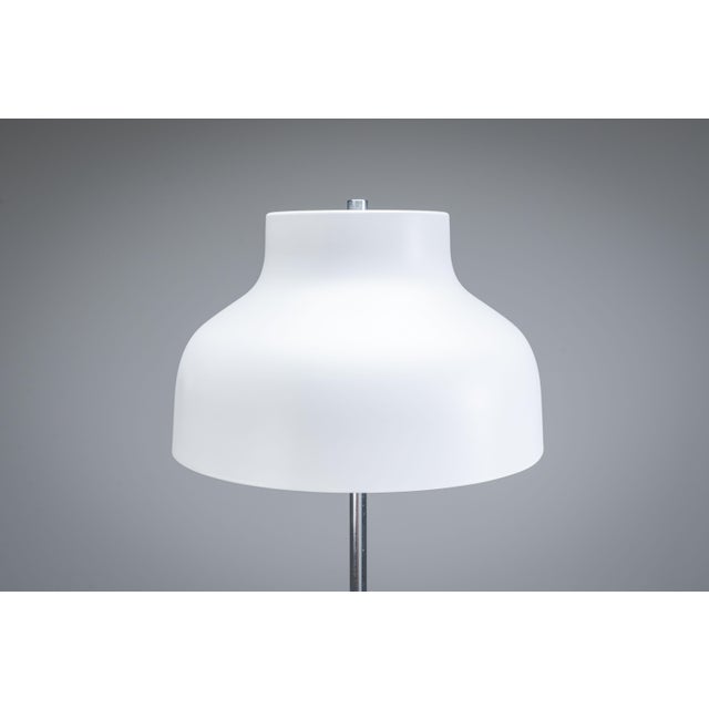 Ivory Chromed Table Lamp with Metal Shade and Curved Frame, 1970s For Sale - Image 8 of 12
