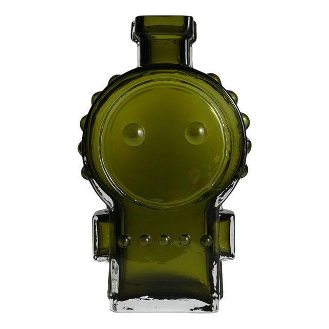 Vintage Green Glass Vase by Helena Tynell, 1968 For Sale