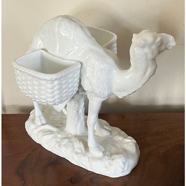 Antique 19th Century Continental Blanc De Chine Porcelain Camel Table Centerpiece Vase With Two Baskets for Flowers For Sale - Image 9 of 18