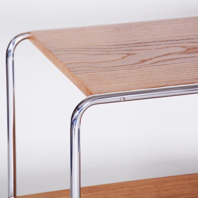 Wood Small 20th Century Bauhaus Chrome and Oakwood Table, Czech, 1930s For Sale - Image 7 of 10