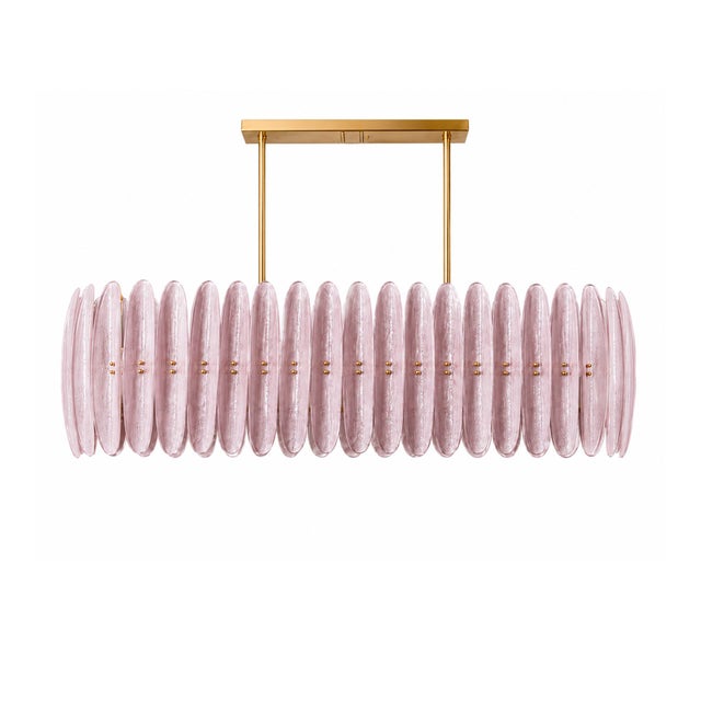 Early 21st Century Mid-Century Style Ceiling Lamp in Brass and Pink Murano Scova Glass, Italy, 2010s For Sale - Image 5 of 5