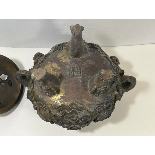 Antique Chinese Bronze Censer Incense Burner With Xuande Mark Heavy 13lb / 6kg For Sale - Image 11 of 15