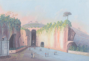 Italian Artist, Grotta di Pozzuolo, Gouache on Paper, 1900