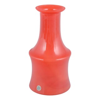 Swedish Orange Mouth-Blown Art Glass Vase, 1970s For Sale