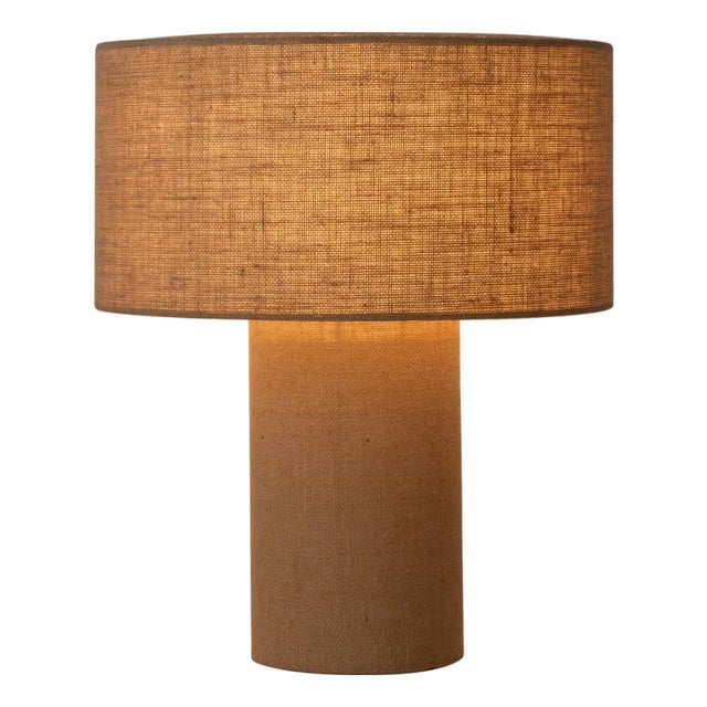 Moonlight Table Lamp - Woven Burlap Shade, Dimmer Switch For Sale
