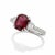 2020s Gia Certified No Heat Cushion Ruby Half Moon Diamond Platinum Cocktail Ring, Size 6.5 For Sale - Image 5 of 9