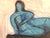 Henry Moore Contemporary Mixed Media Painting on Paper, CL Auker “Reclining Blue Figure” For Sale - Image 4 of 5
