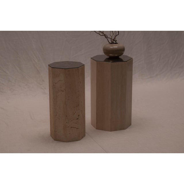 Vintage Italian Travertine Pedestals, 1970s, Set of 2 For Sale - Image 10 of 11