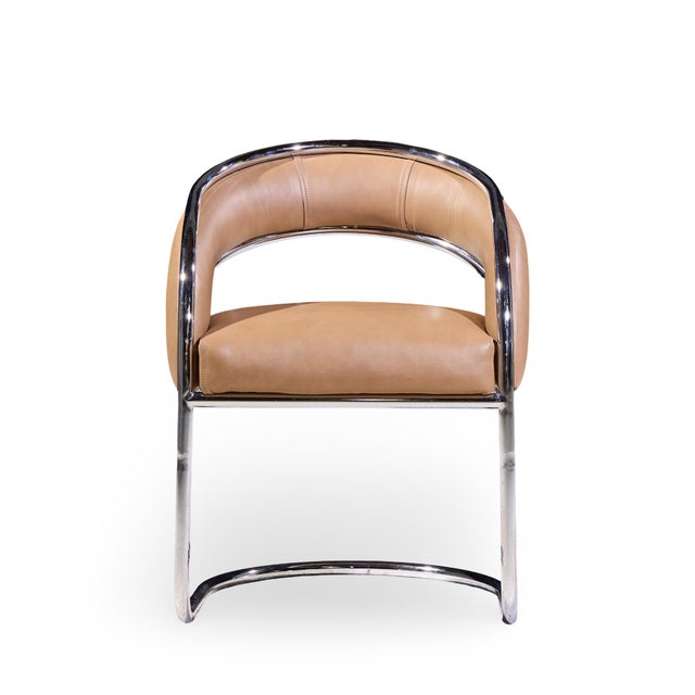 Mid 20th Century Giotto Stoppino Style Mid Century Chrome and Leather Dining Chairs - Set of 4 For Sale - Image 5 of 10
