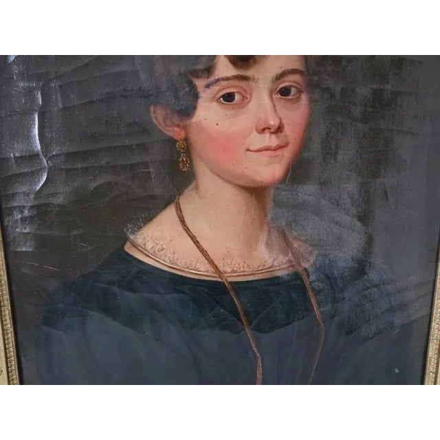 1900 - 1909 Early 20th Century French Oil Portrait Painting of a Young Women, Framed For Sale - Image 5 of 13