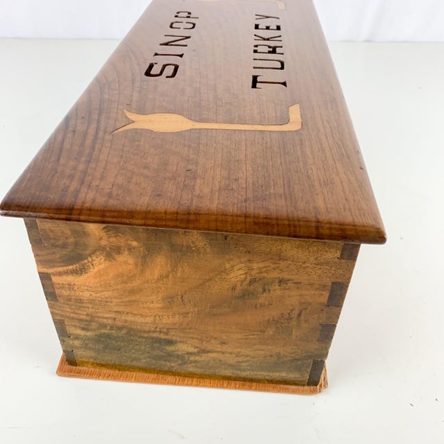 Vintage Sinop Turkey Tulips Handmade Wooden Tramp Art Folk Box Mirror Drawers For Sale In Baltimore - Image 6 of 12