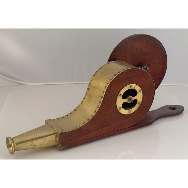 Early 19th Century Georgian Era Mechanical Fire Bellows of Brass and Mahogany From England For Sale - Image 9 of 15