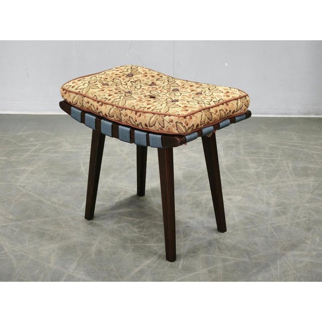 Mid-Century Beech Stool with Cushion from TON, Czechoslovakia, 1956 For Sale - Image 9 of 12