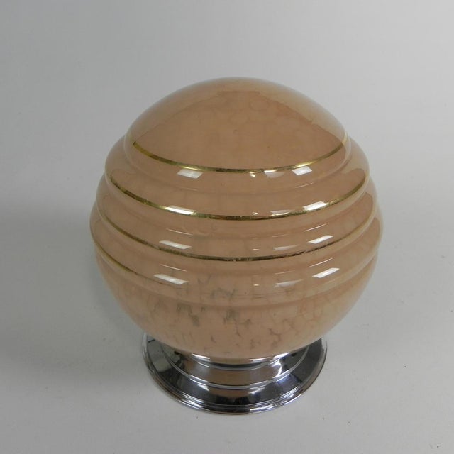 Art Deco Ceiling Lamp with Cloudy Pink Globe, 1930s For Sale - Image 3 of 8