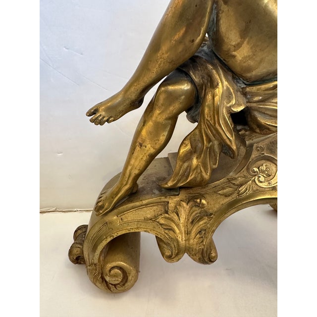 Bronze Antique Bronze Figural Andirons -a Pair For Sale - Image 8 of 16