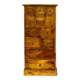 Final Markdown! Late 19th Century Antique Indonesian 12 Drawers Wood Apothecary For Sale