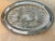 Gorgeous vintage oval two piece set, English style silver plate engraved tray and divided glass insert platter, perfect...