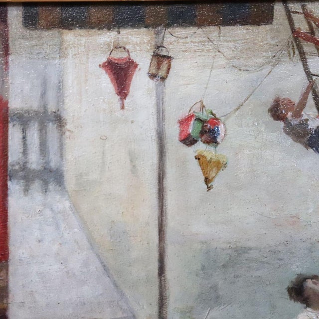 Children Playing, Oil Painting on Canvas, 19th Century, Framed For Sale - Image 9 of 16