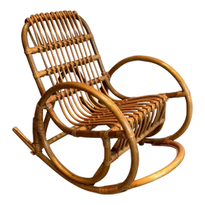 1970s Children Rattan Rocking Chair