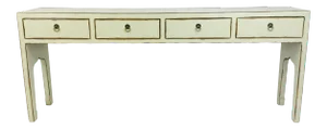 Modern Antique White Four Drawer Wood Console Table
