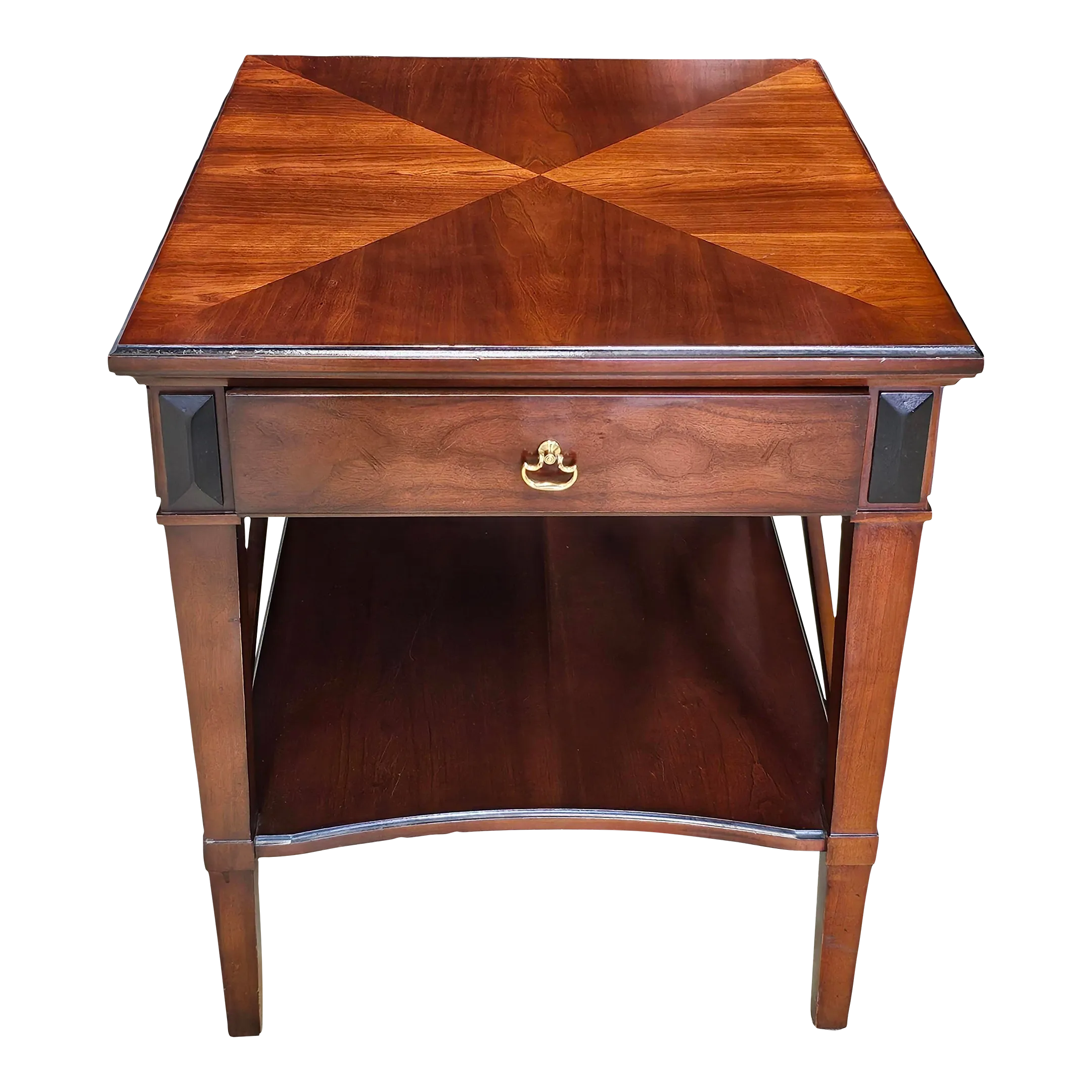 Hickory Chair Company Bookmatched Fruitwood Tiered Stretcher Side