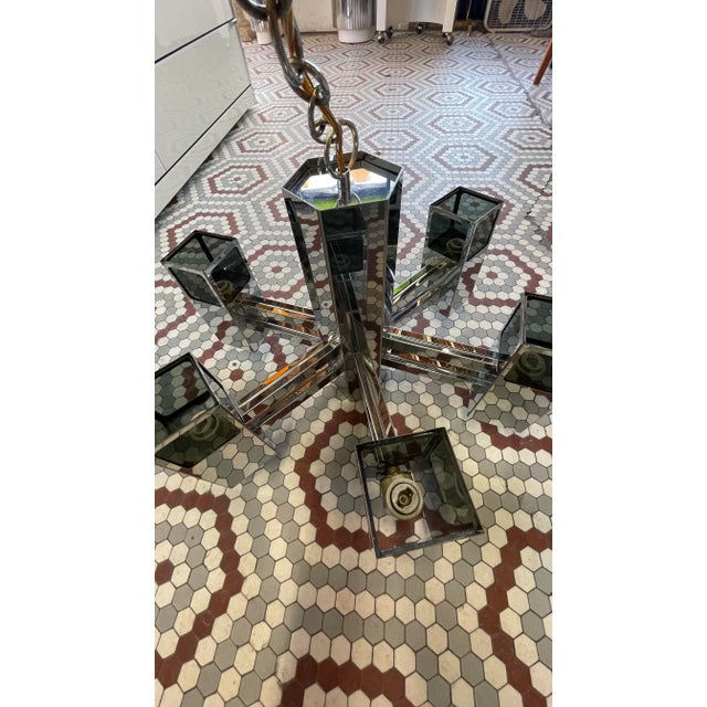 Mid-Century Modern Vintage 1970’s Mid Century Fredrick Ramond Chrome Chandelier For Sale - Image 3 of 10