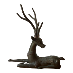 Mid 20th Century Antique Brass Deer Sculpture