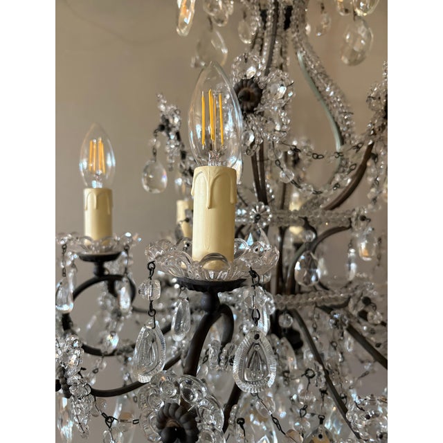 1950s Italian Mid-Century Florentine Crystal Chandelier For Sale - Image 4 of 5