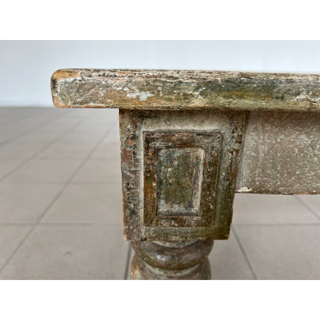 French Antique Patinated French Rustic Coffee Table For Sale - Image 3 of 13