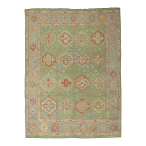 Vintage Modern Green Oushak Rug - 09'00 X 12'02