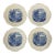 1890s Ridgways "Catskill Moss" Fairmount Gardens Blue Transferware Plates - Set of 4 For Sale
