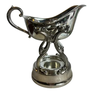 Vintage Wm a Rogers Silverplate Gravy Boat Warmer With Stand #1083 Catering Chafing Dish