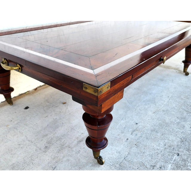 MCM Vintage Wood Inlay Extendable Coffee Table Rolling For Sale - Image 10 of 17