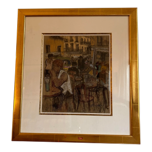 1930s Marko Stupar Framed Pastel Drawing