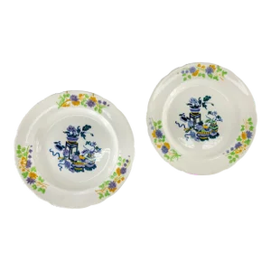 19th Century Pair of Decorative Chinoiserie Transferware Plates by Copeland Spode
