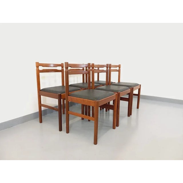 1960s Vintage Scandinavian Teak and Skai Dining Chairs, 1960s, Set of 6 For Sale - Image 5 of 13