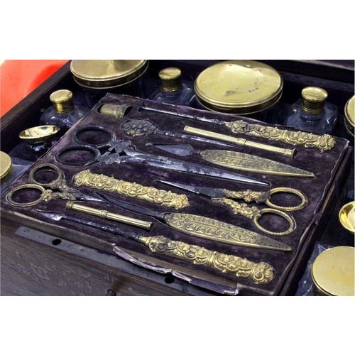 Suitcase with Gold Sewing Set For Sale - Image 3 of 10