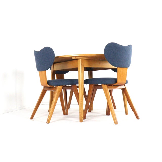 1950s Round Dining Table and Chairs in Beech Heart, 1950s, Set of 5 For Sale - Image 5 of 18