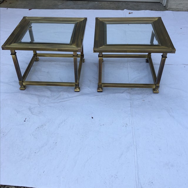 Brass PictureFrame Side Tables by Mastercraft Pair Chairish